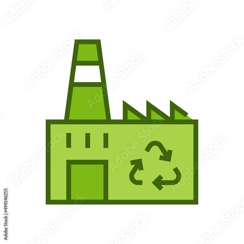 Garbage processing plant icon. Green manufacturing vector illustration.
