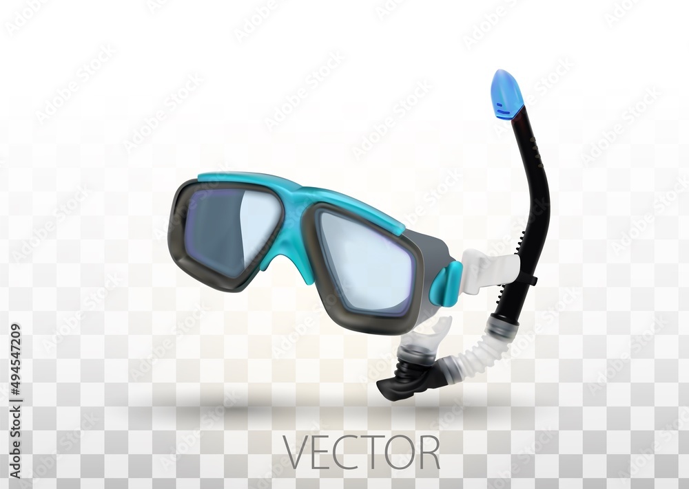 Diving mask and snorkel realistic icon. Underwater sport, entertainment ...