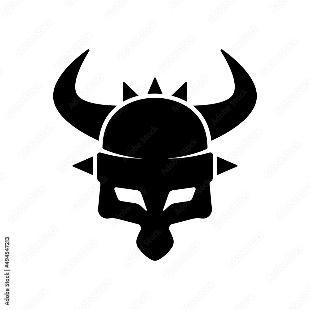 Horned helmet icon. Black silhouette. Front view. Vector simple flat graphic illustration. Isolated object on a white background. Isolate. Horned helmet icon. Black silhouette. Front view. Vector simple flat graphic illustration. Isolated object on a white background. Isolate.