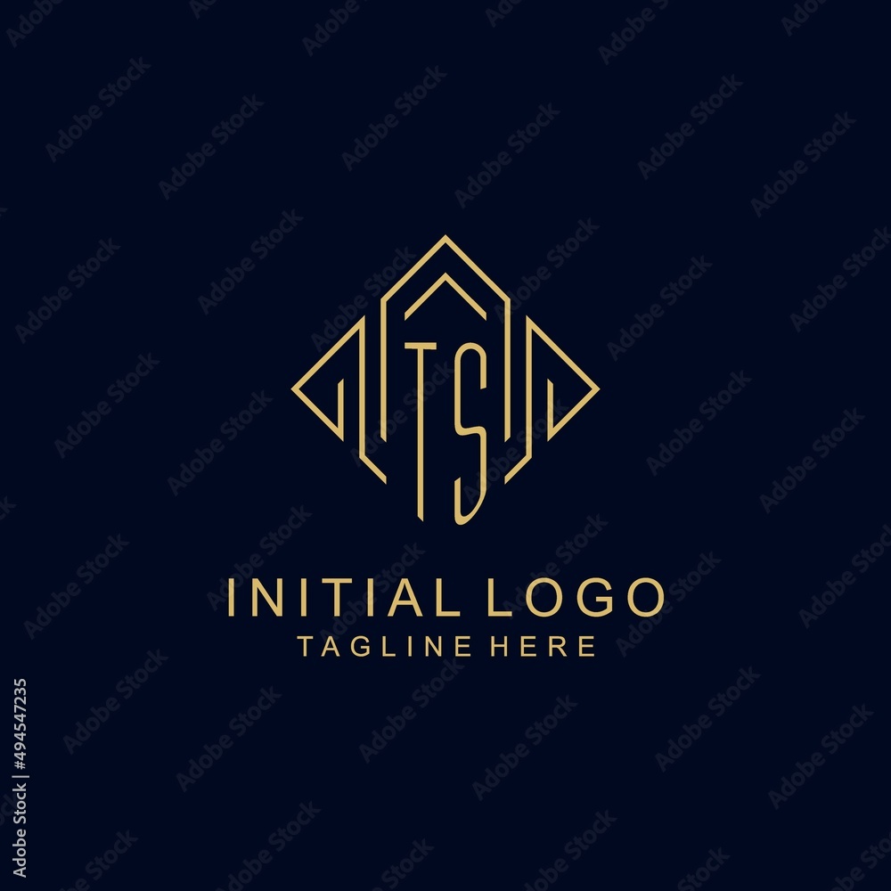 Initial logo TS monogram with rhombus line style design Stock Vector ...
