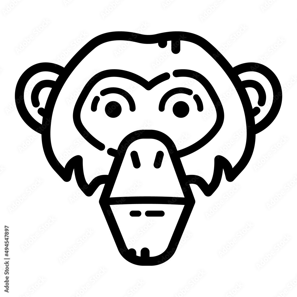 Monkey Face Flat Icon Isolated On White Background Monkey Face Flat Icon Isolated On White Background