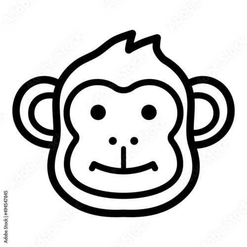 Monkey Face Flat Icon Isolated On White Background