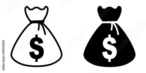 ofvs31 OutlineFilledVectorSign ofvs - money bag vector icon . isolated transparent . dollar sign . black outline and filled version . AI 10 / EPS 10 . g11306
