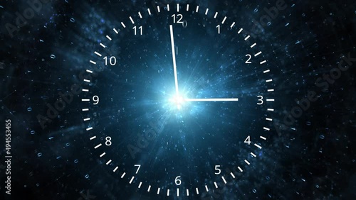Atomic infinity time clock loop binary data animation backgrounds. photo