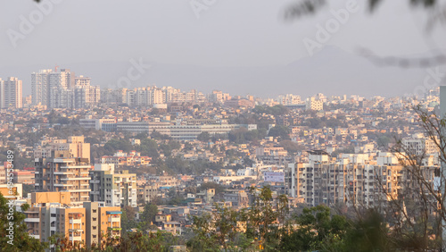 Aerial shot of the city of Pune in Maharashtra, India photo
