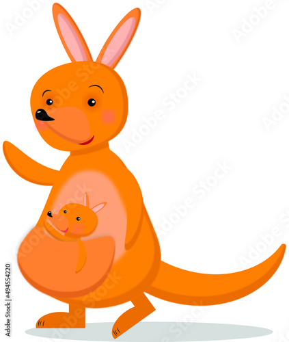 Vector of an orange kangaroo on the white background