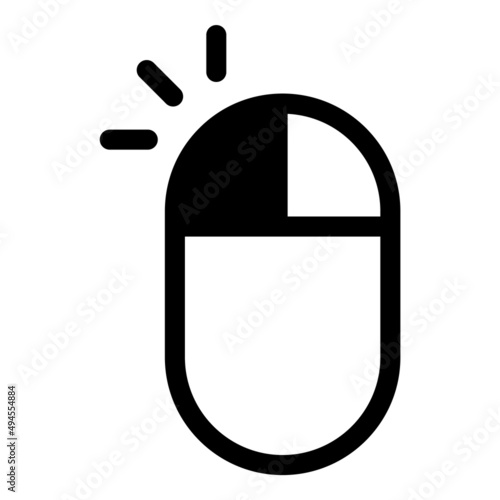 Pc Mouse Left Button Click Flat Icon Isolated On White Background