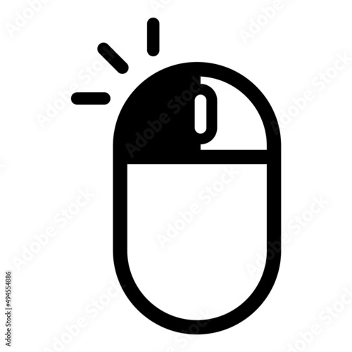 Pc Mouse Left Button Click Flat Icon Isolated On White Background