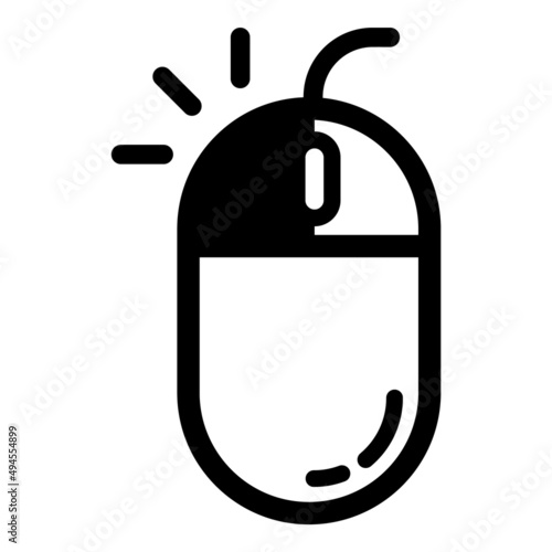 Pc Mouse Left Button Click Flat Icon Isolated On White Background