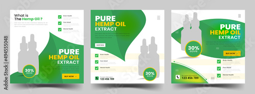 Hemp oil or CDB Product Promotion Social Media Post Ads Banners
