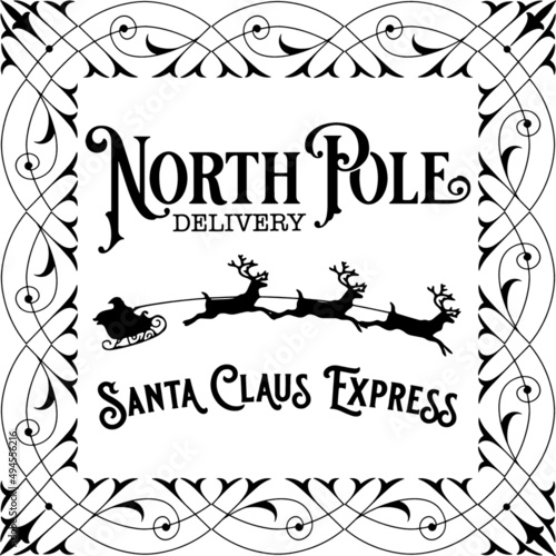Illustration of "North Pole delivery" isolated on a white background