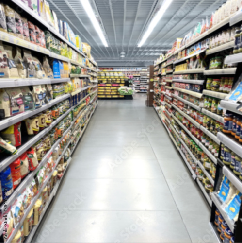 Abstract blurred supermarket .frozen food from a supermarket freezer 