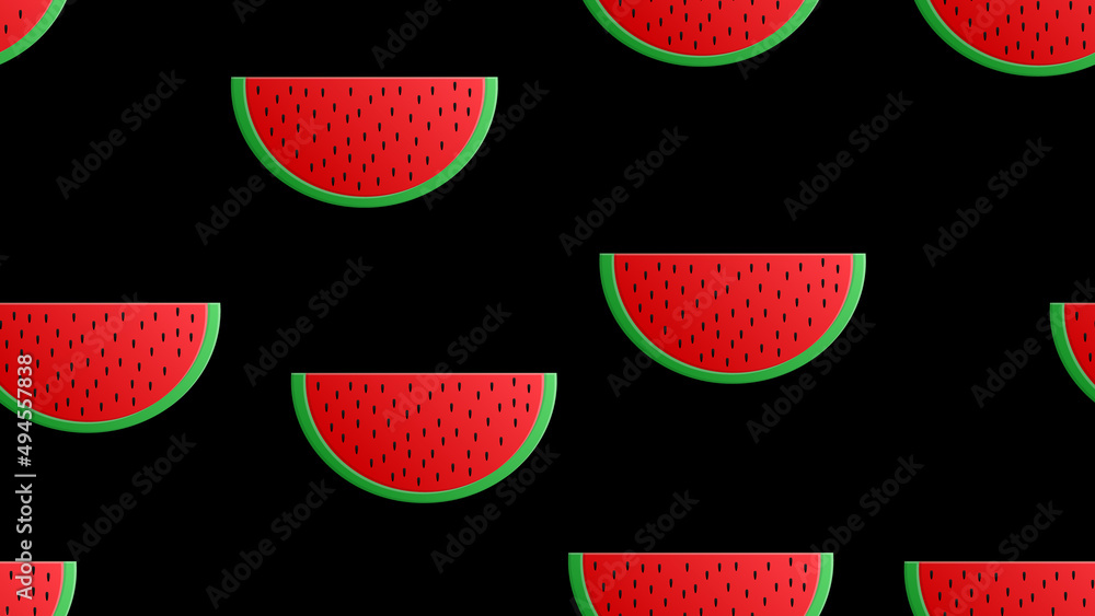 watermelon with seeds on a black background, illustration, pattern ...