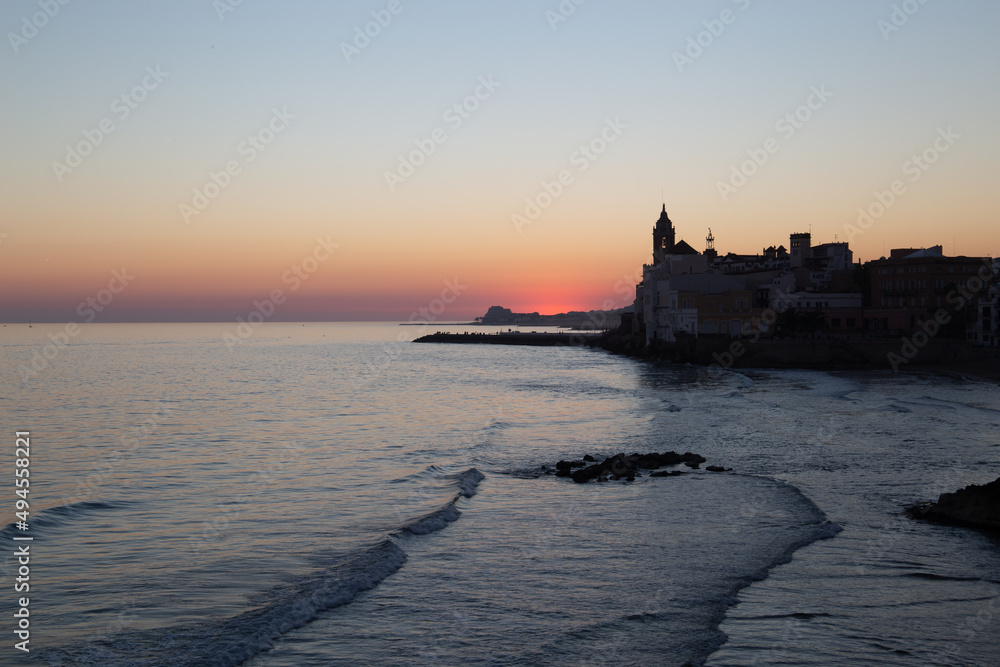Obraz premium Sunset in a Mediterranean city