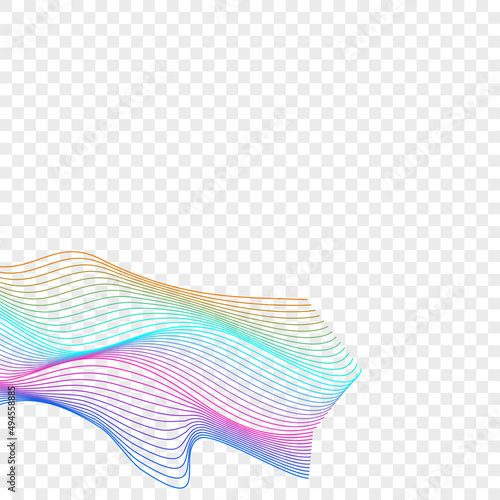 Colorful Blend Background Transparent Vector. Lattice Illustration. Multicolored Wave Breeze. Curve Soft Template. Bright Circular Ribbon.