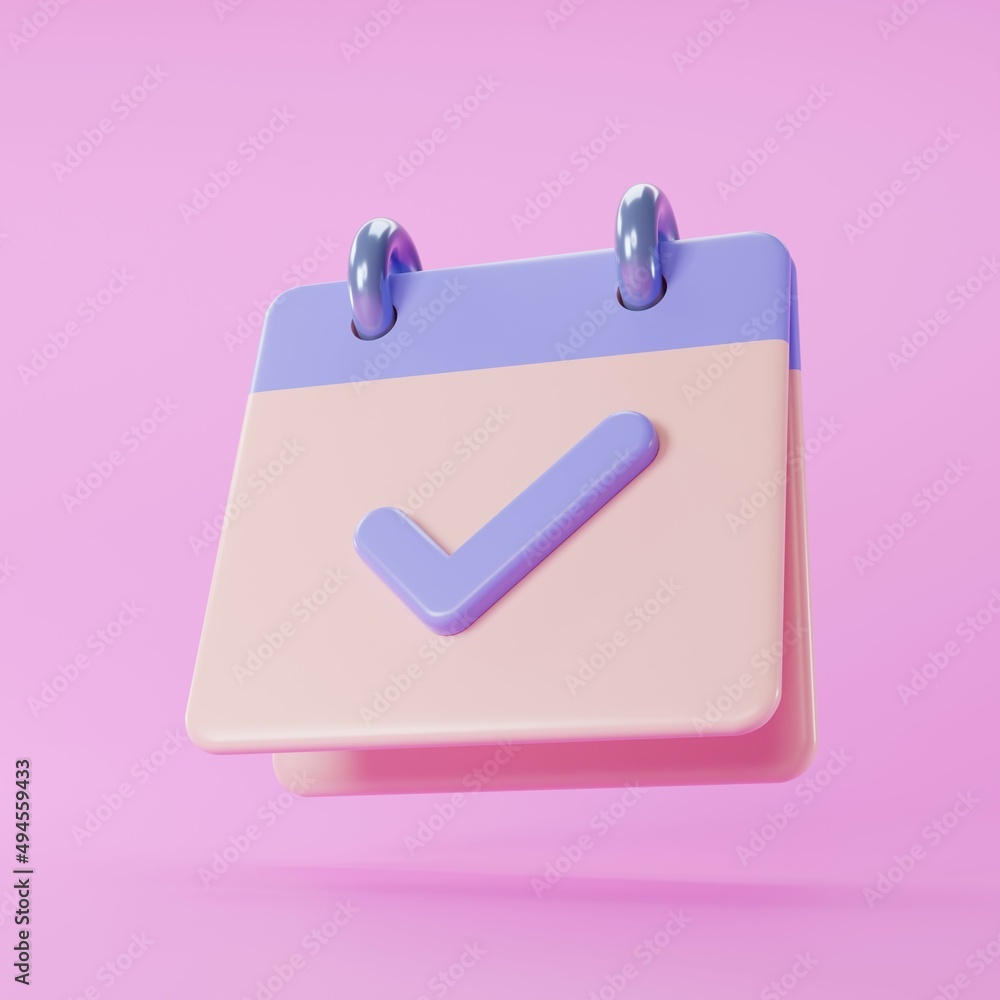 3d icon calendar with big checklist concept 3d icon calendar with big checklist concept