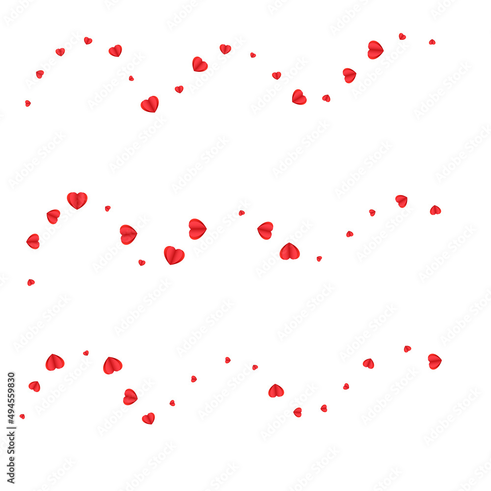 Violet Confetti Background White Vector. Romance Frame Heart. Fond Love Pattern. Red Heart Color Illustration. Tender Day Texture.
