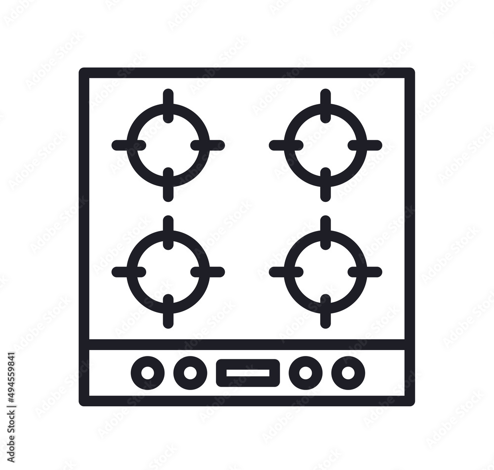 Stove with 4 cooking surfaces vector icon