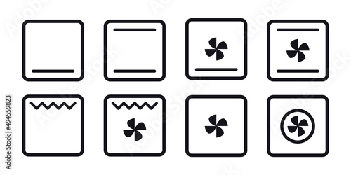 Oven symbols mode settings vector icons