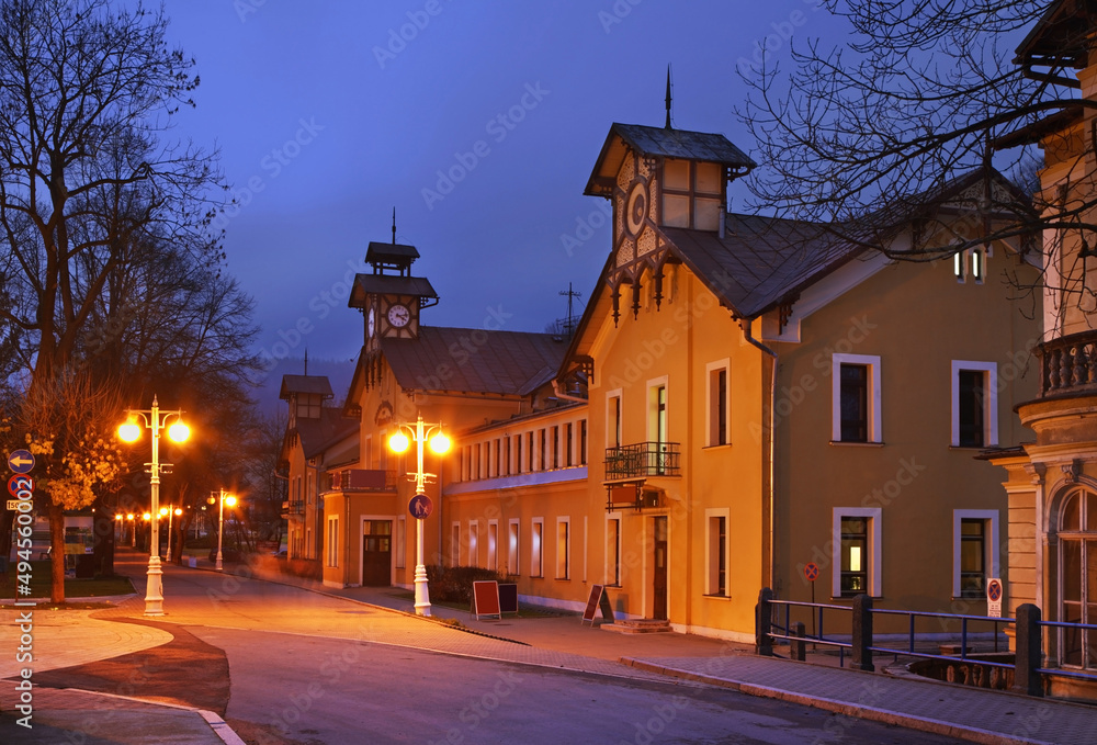 Old bathhouse at Boulevard of Jozef Dietl in Krynica-Zdroj. Lesser Poland Voivodeship. Poland