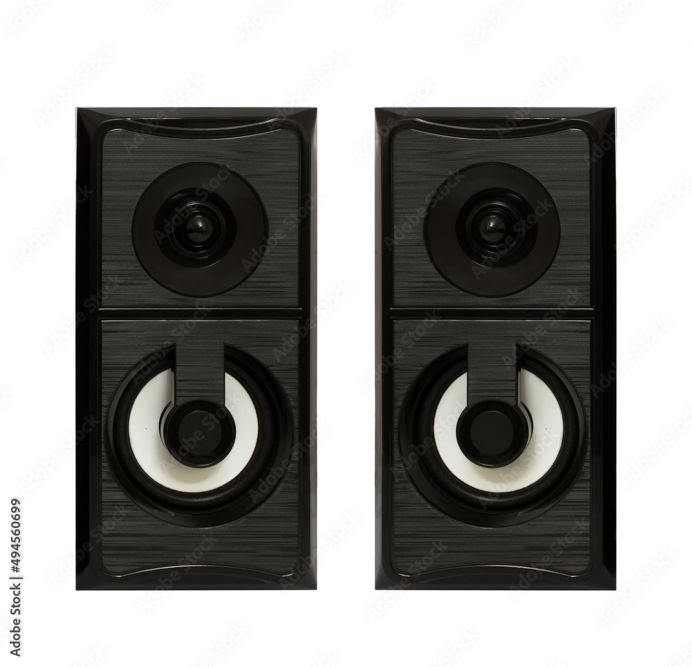 acoustic speakers for a computer, isolated on a white background acoustic speakers for a computer, isolated on a white background