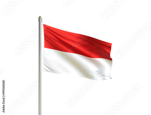 Indonesia national flag waving in isolated white background. Indonesia flag. 3D illustration Free Download Indonesia national flag waving in isolated white background. Indonesia flag. 3D illustration - GFXLoad