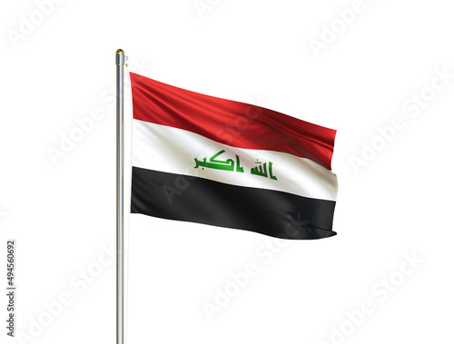 Free Download Iraq national flag waving in isolated white background. Iraq flag. 3D illustration - GFXLoad