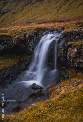 Waterfall at Nordradalsvegur  Faroe Islands. November 2021