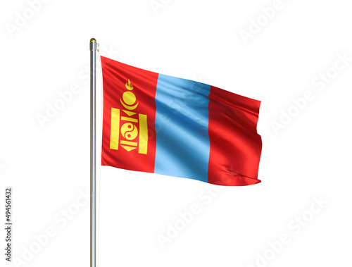 Free Download Mongolia national flag waving in isolated white background. Mongolia flag. 3D illustration - GFXLoad