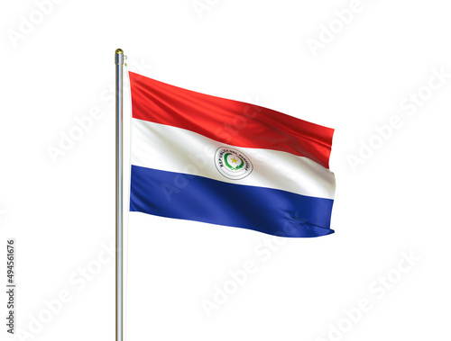 Paraguay national flag waving in isolated white background. Paraguay flag. 3D illustration Free Download Paraguay national flag waving in isolated white background. Paraguay flag. 3D illustration - GFXLoad