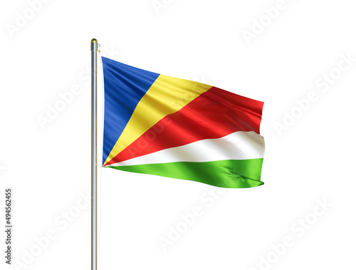 Free Download Seychelles national flag waving in isolated white background. Seychelles flag. 3D illustration - GFXLoad