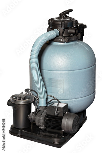 Obraz na płótnie Sand filter for swimming pools on a white isolated background. w salonie