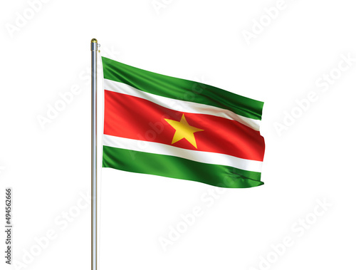 Free Download Suriname national flag waving in isolated white background. Suriname flag. 3D illustration - GFXLoad