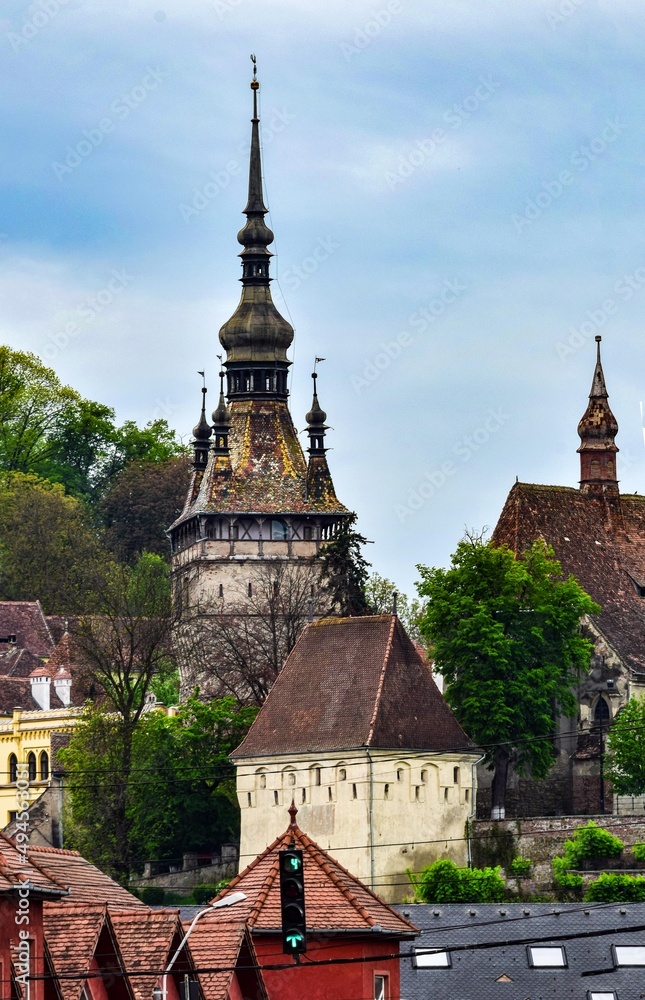 Fototapeta premium The clock tower in the citadel of Sighisoara 97
