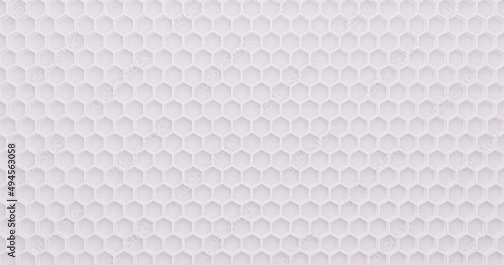 White hexagon honeycomb texture background. Pattern background. 3d rendering. Hexagon brick wall. White hexagon honeycomb texture background. Pattern background. 3d rendering. Hexagon brick wall.