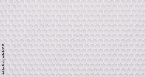 White hexagon honeycomb texture background. Pattern background. 3d rendering. Hexagon brick wall.