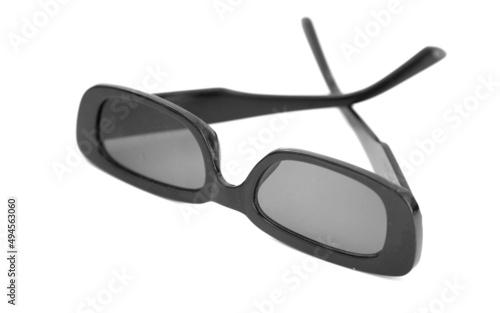 Black glasses on a white background.
