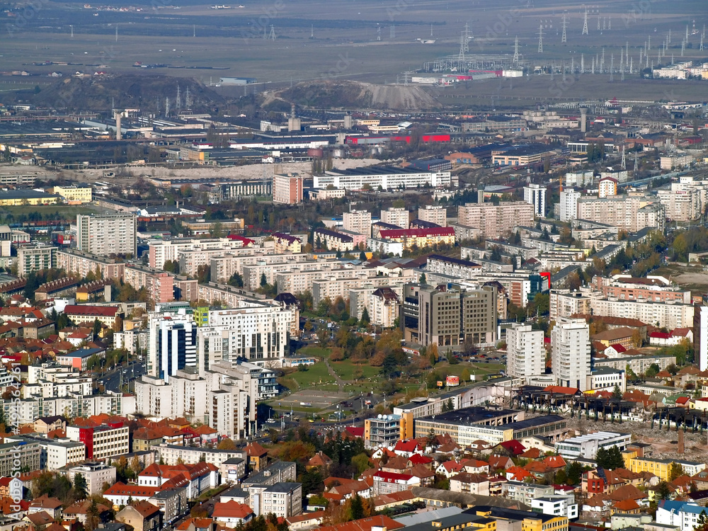 Aerial view of the city Brasov, Romania