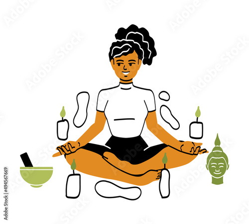 Women meditating concept