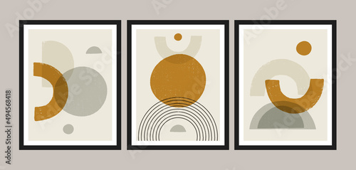 Mid century modern art print,set of 3. Gallery wall printable art. Boho style interior decor.