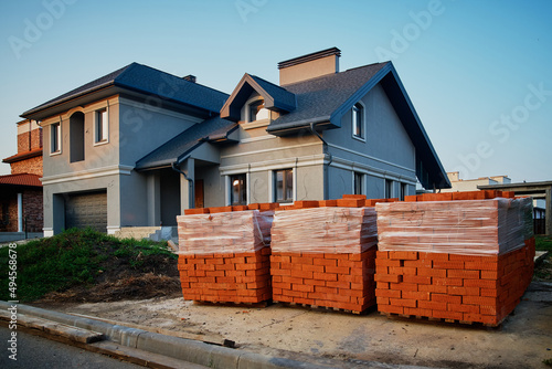 house in construction. Residential house being built