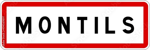 Panneau entrée ville agglomération Montils / Town entrance sign Montils photo