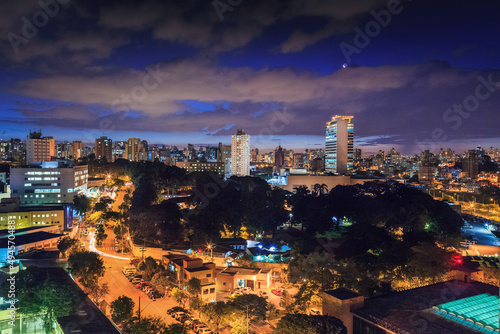 Belo Horizonte lights at dusk on the view point photo