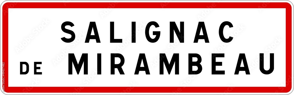 Panneau entrée ville agglomération Salignac-de-Mirambeau / Town entrance sign Salignac-de-Mirambeau