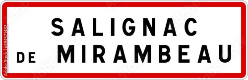 Panneau entrée ville agglomération Salignac-de-Mirambeau / Town entrance sign Salignac-de-Mirambeau