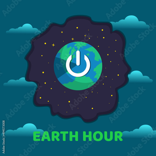 Illustration of an earth hour with a background between night and day