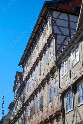 Altstadt-Impressionen, mit schönen Fachwerkhäusern, in Norddeutschland, Niedersachsen, Wolfenbüttel.