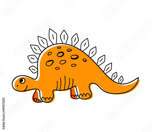 Nice funny doddle dinosaur isolated icon on white background. Vector illustration for textile  wallpaper  prints  fabric  clothes for children.