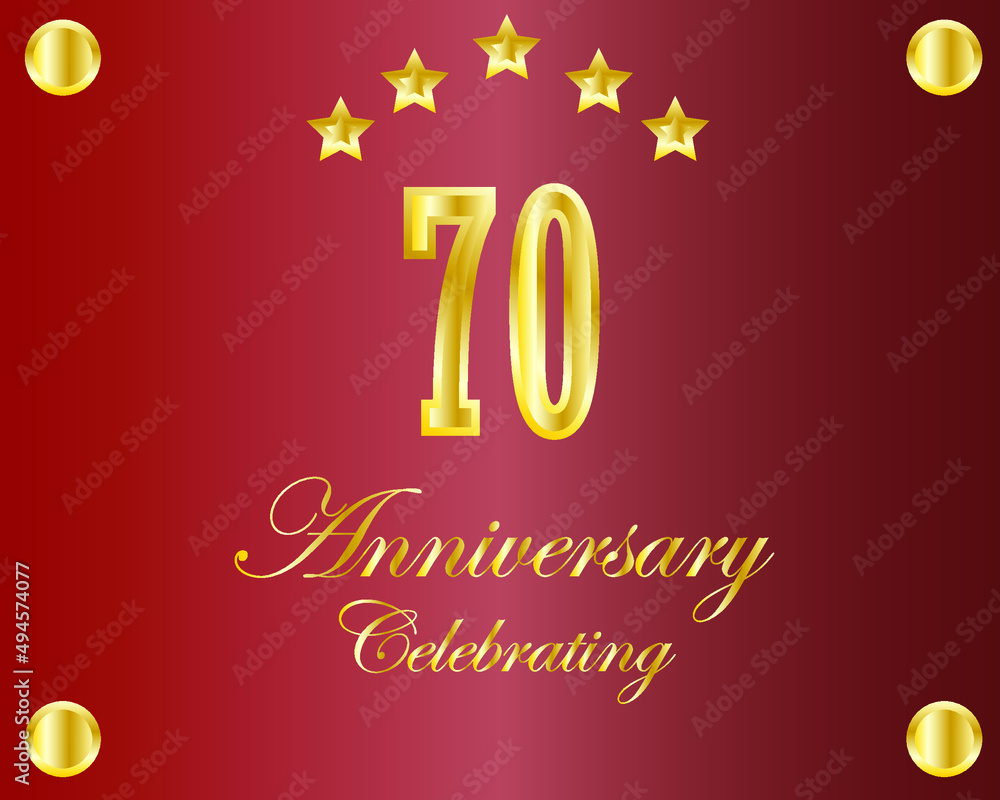 70th Anniversary. Gold numbers. birthday party banner vector