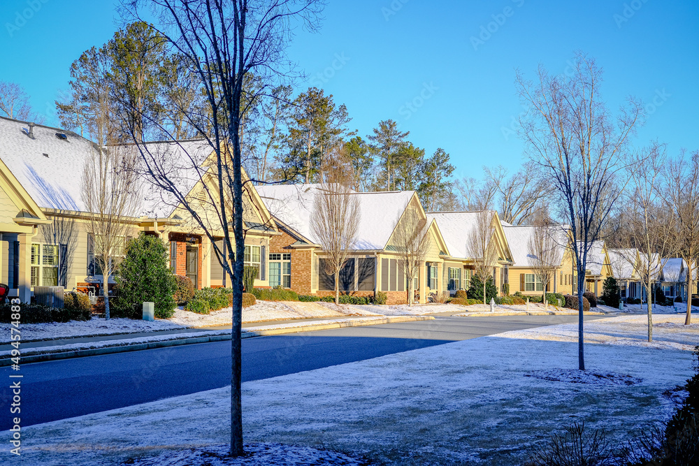 Townhomes After a Light Snow